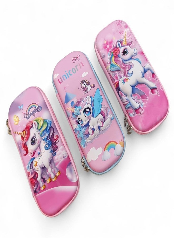 DK trades Unicorn Cover Pencil Compass with Compartments School Supply Organizer for Student, Stationery Box, Cosmetic Zip Pouch Bag - (Multicolor) - Image 4